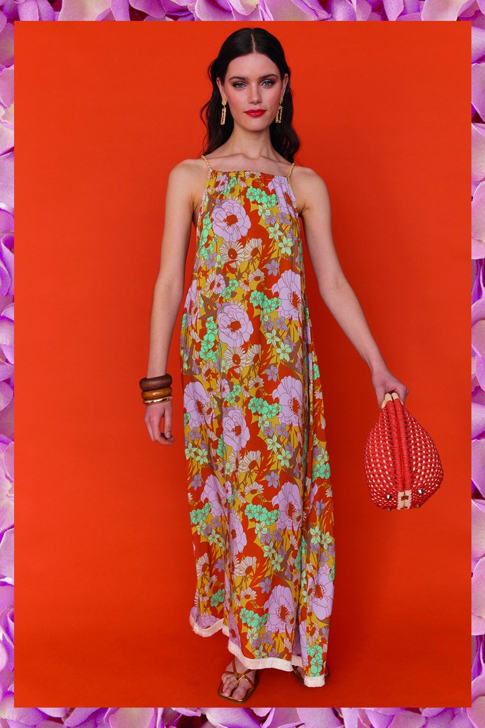 Sustainable Rose Petal Maxi Dress