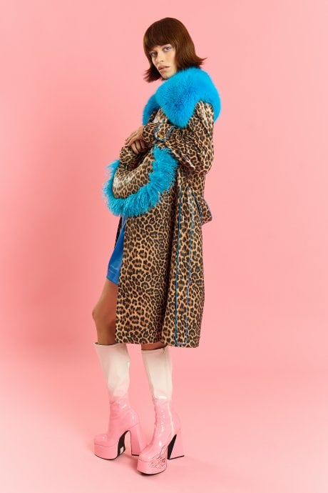 Animal Print Eco Leather Bamboo Faux Fur Tote Bag