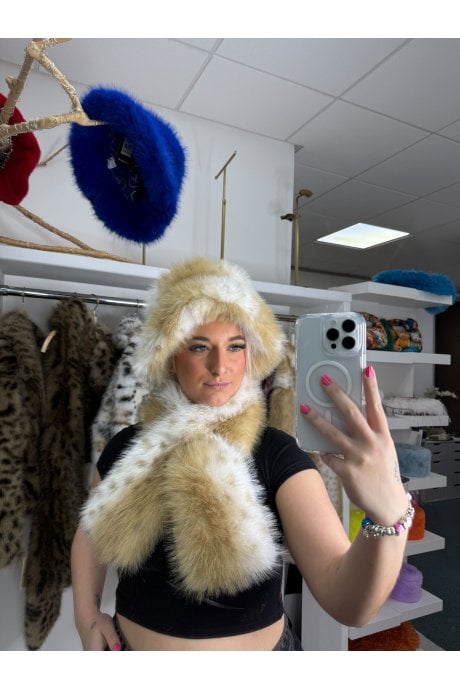 Animal Print Faux Fur Scarf