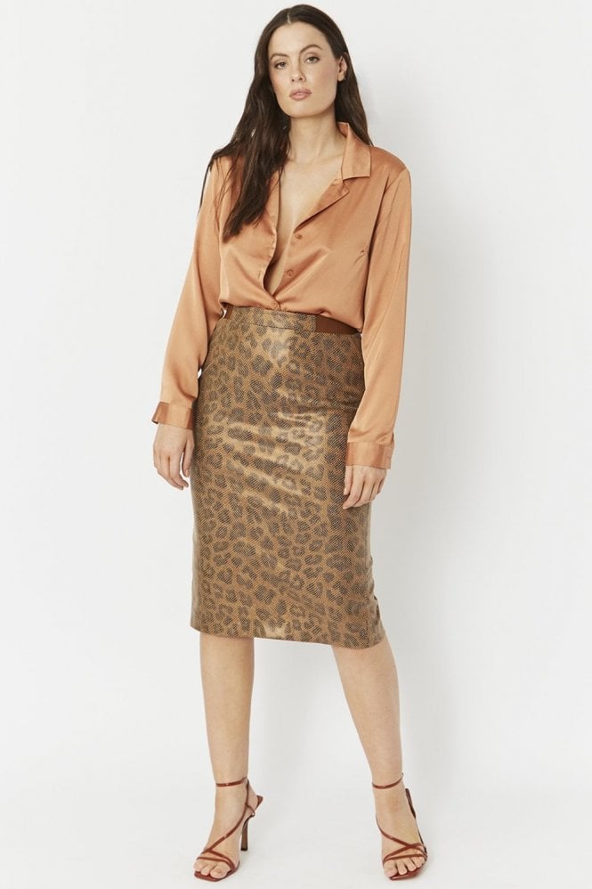 JAYLEY Animal Print Faux Suede Animal Print Skirt
