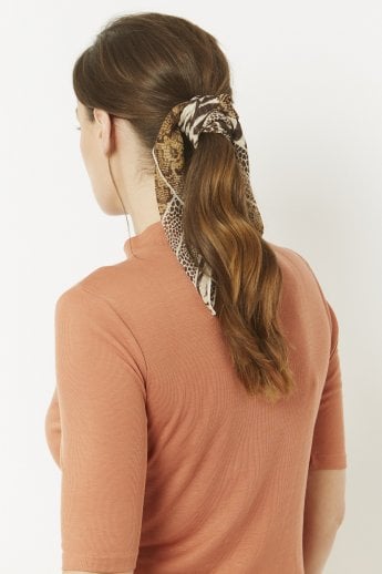 Animal Print Silk Blend Hair Scarf