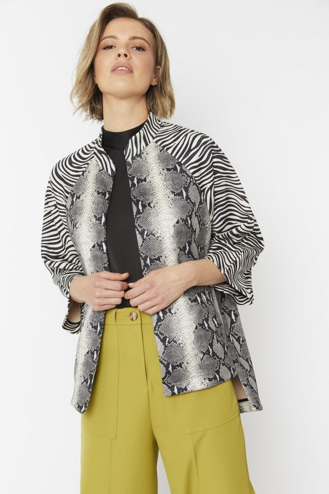 JAYLEY Animal Print Snake Faux Suede Jacket