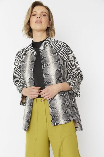 Animal Print Snake Faux Suede Jacket