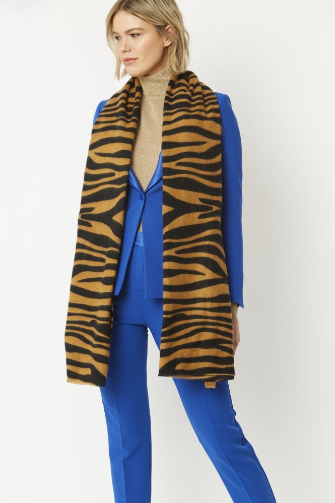 JAYLEY Animal Print Tiger Print Cashmere Blend Wrap