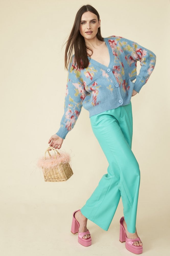 JAYLEY Aqua Blue Eco Leather Trousers