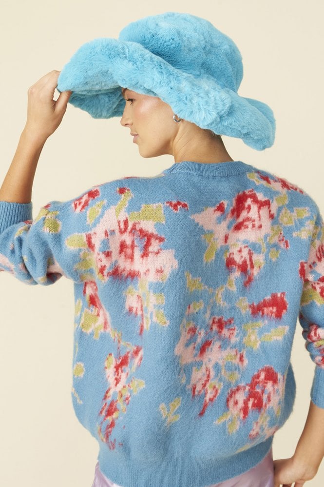 JAYLEY Baby Blue Faux Fur Oversized Hat