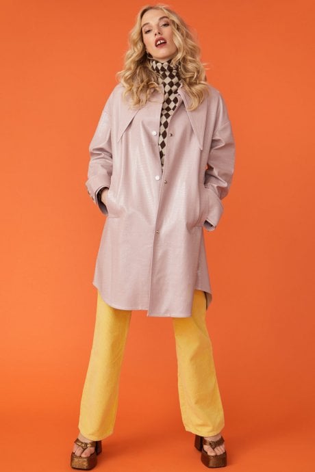 Baby Pink Oversized Shacket with Exaggerated Collar