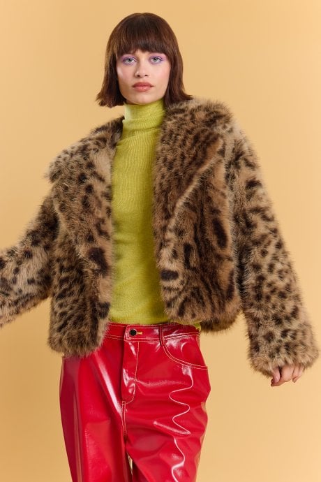 Bamboo Blend Animal Print Cropped Jacket
