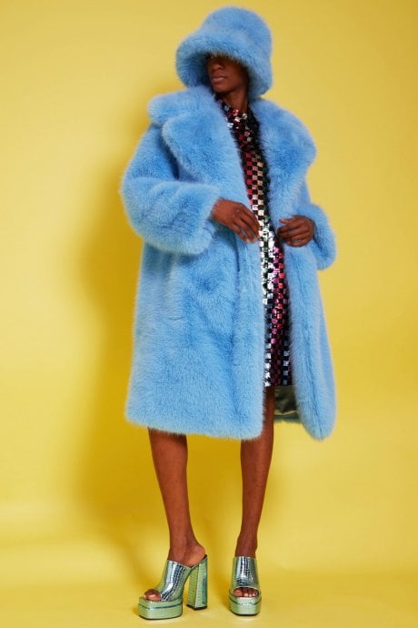 Bamboo Faux Fur Baby Blue Coat