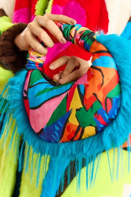 Bamboo Faux Fur Trim Chole Bag