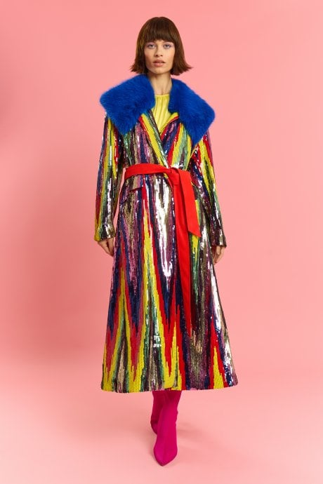 Bamboo RainBow Sequins Trench Coat