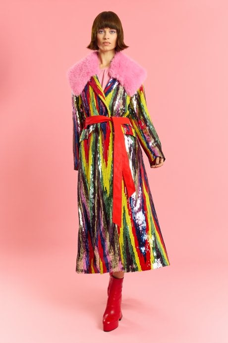 Bamboo RainBow Sequins Trench Coat