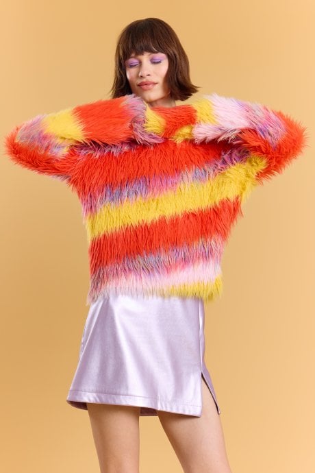 Banana Peel Cashmere Rainbow Cropped Jumper 