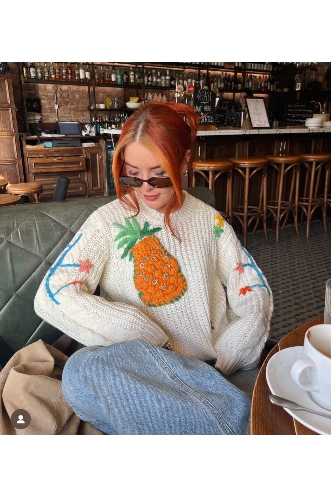 JAYLEY Banana Peel Embroidered Pineapple Jumper