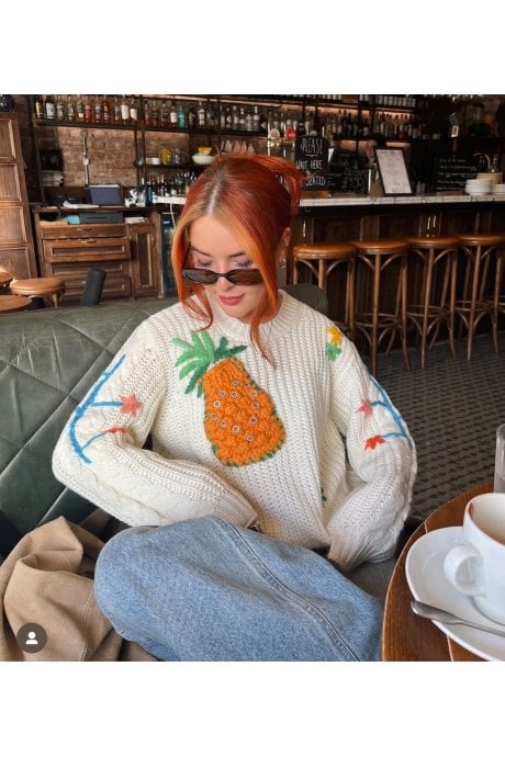 Banana Peel Embroidered Pineapple Jumper