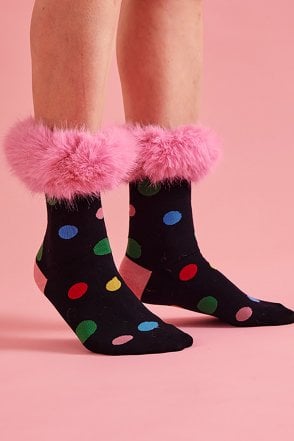 Black and Pink Polka Dot Socks