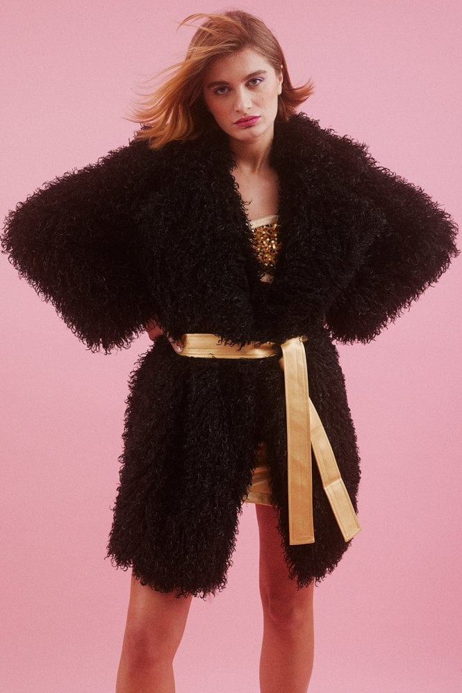 JAYLEY Bamboo Blend Faux Fur Shearling Coat