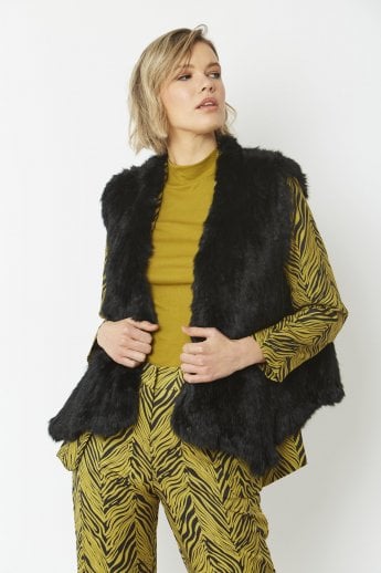 Black Coney Fur Gilet