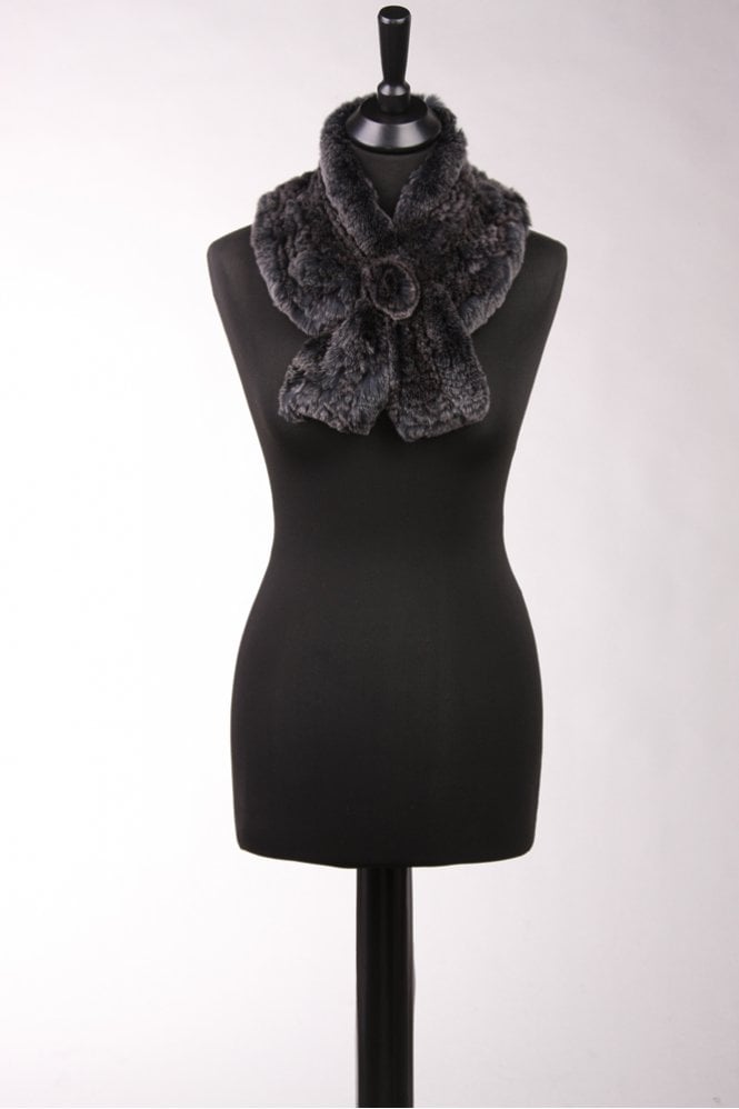 JAYLEY Black Coney Fur Loop Scarf
