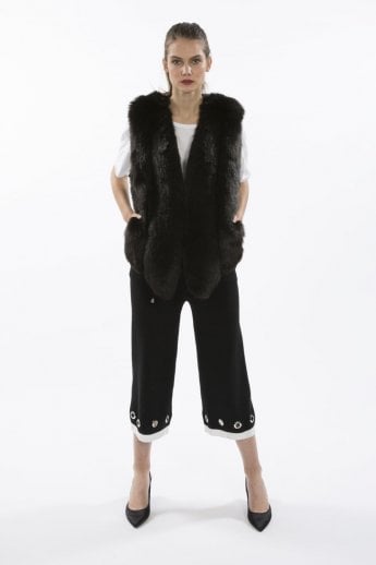 Black Cropped Faux Fur Gilet | Waistcoat