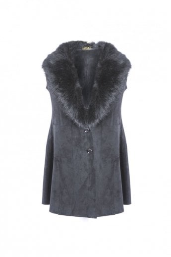 Black Faux Fur Faux Suede Gilet | Waistcoat