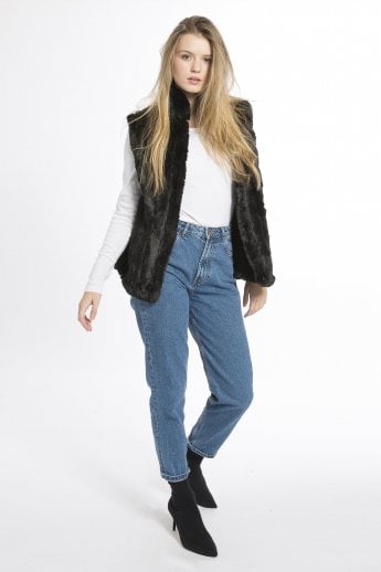 Black Faux Fur Gilet | Waistcoat