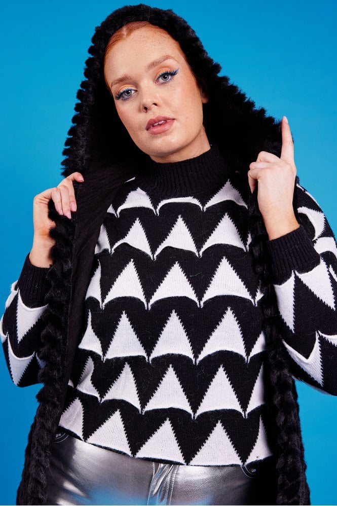 JAYLEY Black Faux Fur Hooded Gilet