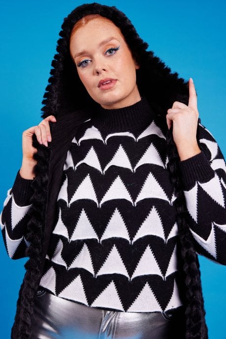 Black Faux Fur Hooded Gilet | Waistcoat