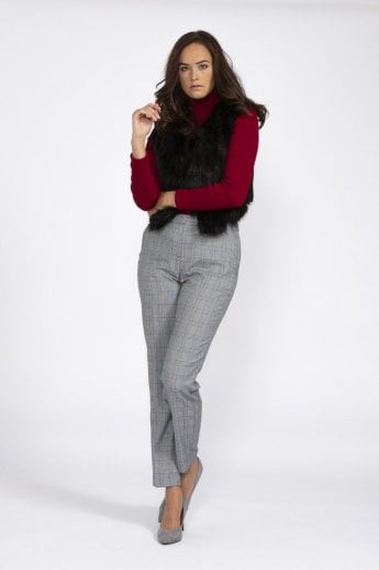 Black Faux Suede Faux Fur Cropped Gilet | Waistcoat