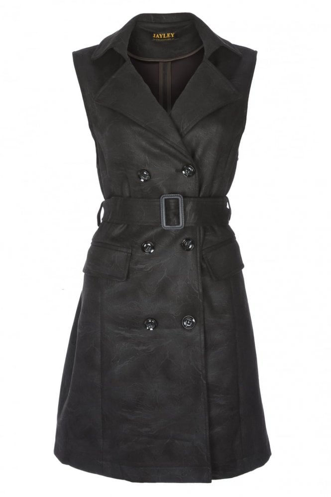 JAYLEY Black Faux Suede Vest