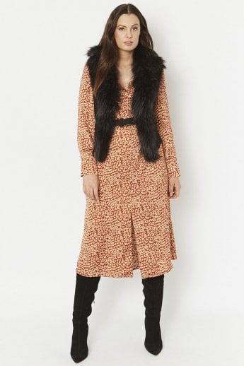Black Fox Fur and Faux Suede Gilet