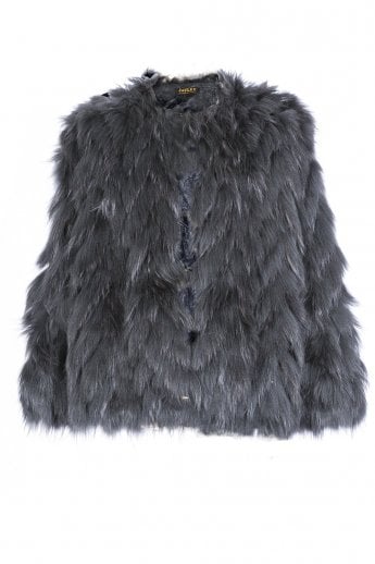 Black Fox Fur and Suedette Cape