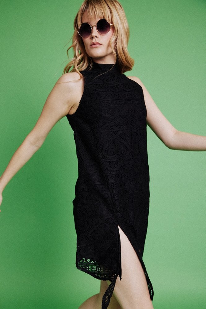 JAYLEY Black High Split Mini Dress