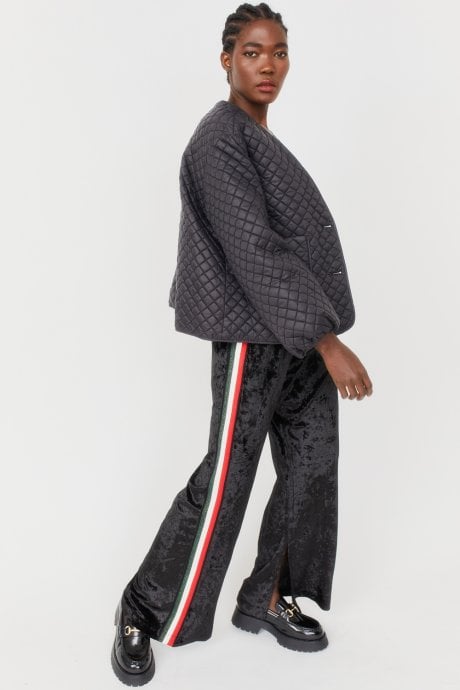 Black Quilted oversized Down Jacket