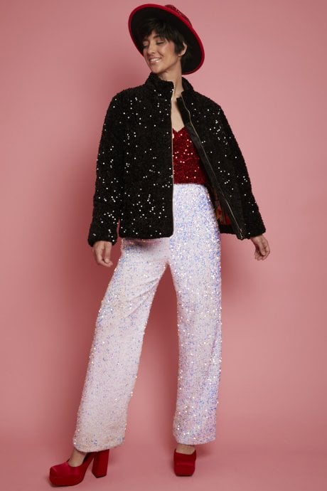 Black Sequin Puffer Jacket