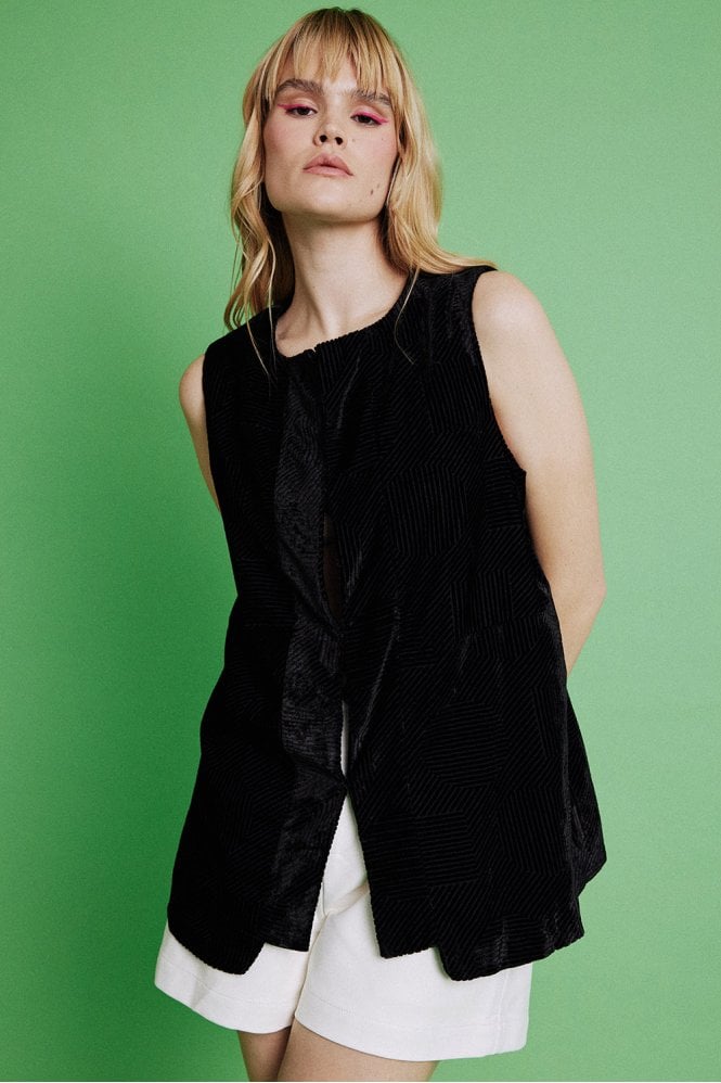 JAYLEY Black Silk Devore Vest
