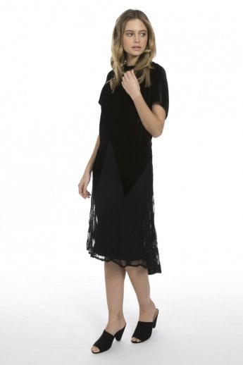 Black Silk Devore Vintage Lace Dress