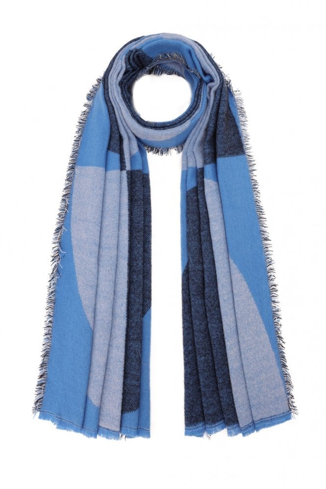 JAYLEY Blue Abstract Cashmere Blend Scarf