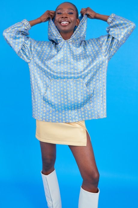 Blue and Gold Sequin Hoodie