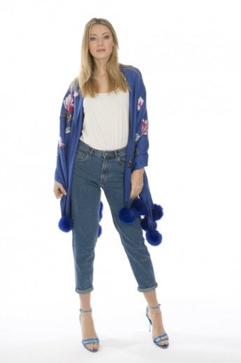 Blue Cashmere Blended Wrap