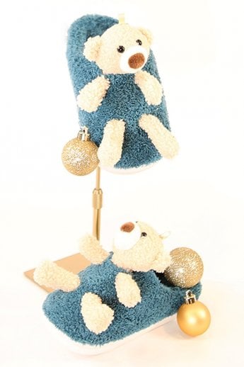 Blue Childrens Faux Fur Slippers