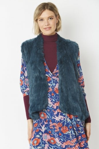 Blue Coney Fur Gilet
