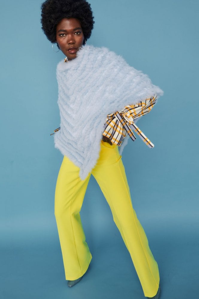 JAYLEY Blue Coney Fur Poncho