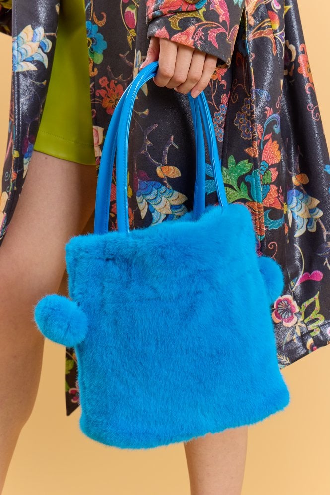 JAYLEY Blue Faux Fur Bag