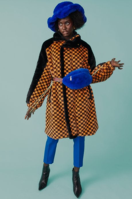 Blue Faux Fur Bum Bag