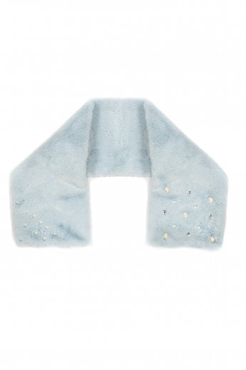 Blue Faux Fur Scarf