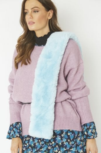 Blue Faux Fur Scarf