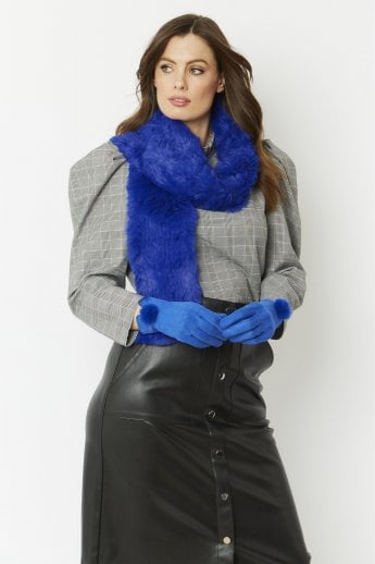 Blue Faux Fur Scarf