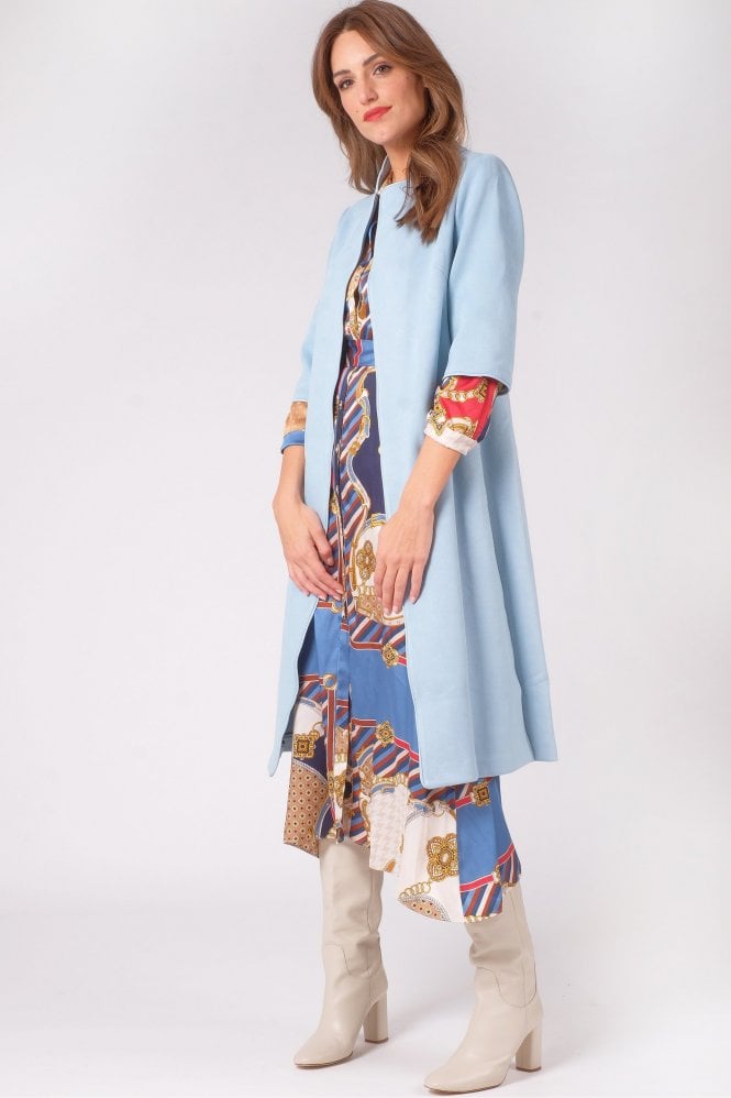 JAYLEY Blue Faux Suede Coat