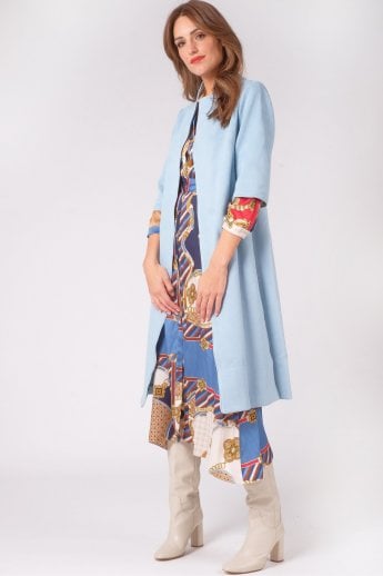Blue Faux Suede Coat